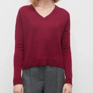 Club Monaco Zaydie V-neck Wool Sweater in Wine Size L